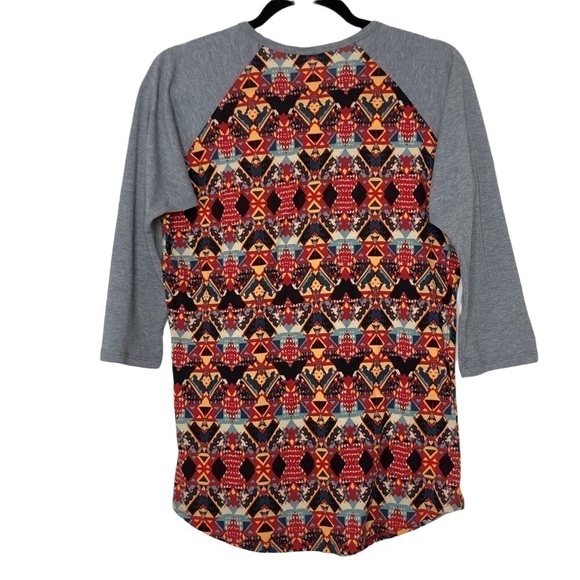 New - Lularoe Randy Baseball Tee Aztec Red, Yellow, Blue, Ivory & Black Size S - Picture 2 of 6